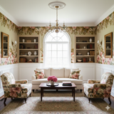 Floral Jardin Solenne Wallpaper in a pink botanical pattern.
