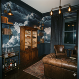 Nocturne Cumulus wallpaper with cloudy sky pattern, painted in a moody, atmospheric style.
