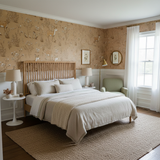 Fawnwood Sketch Wallpaper featuring deer and foliage on a beige background.
