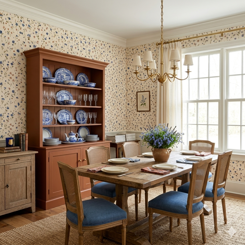 Pressed Cornflower Letter Wallpaper