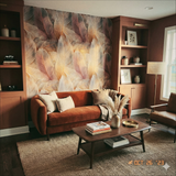 Cinderdown Quill Wallpaper with feather pattern and textured design.

