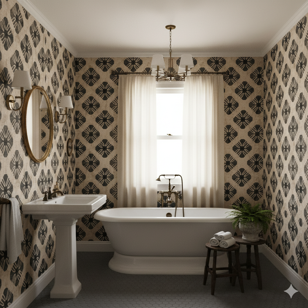 Blackthorn Mesa wallpaper with a floral pattern on a textured surface.