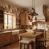 Geometric Redrock Quarry Wallpaper featuring warm neutral tones and a textured finish.