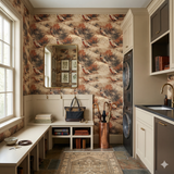 Highmoor Passage Wallpaper with pheasant pattern, textured finish, and neutral tones visible on the wall.