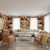 Floral Provençal Bloom Wallpaper with busy red flower pattern and white floral accents.
