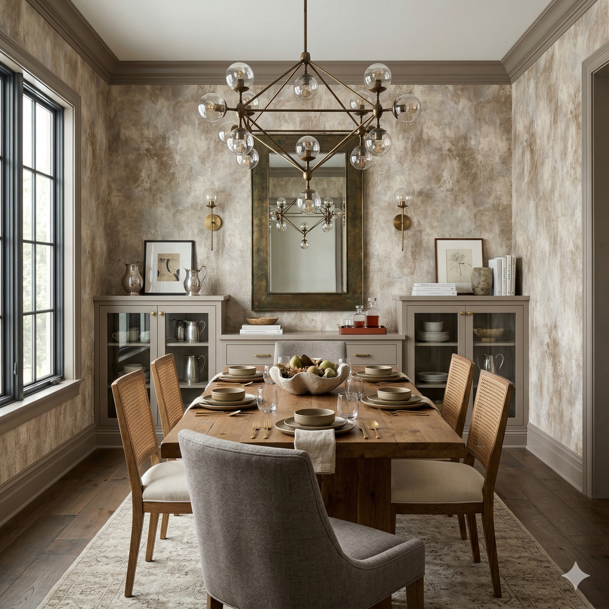 Limestone Veil Wallpaper with textured beige pattern.

