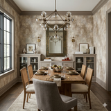 Limestone Veil Wallpaper with textured beige pattern.
