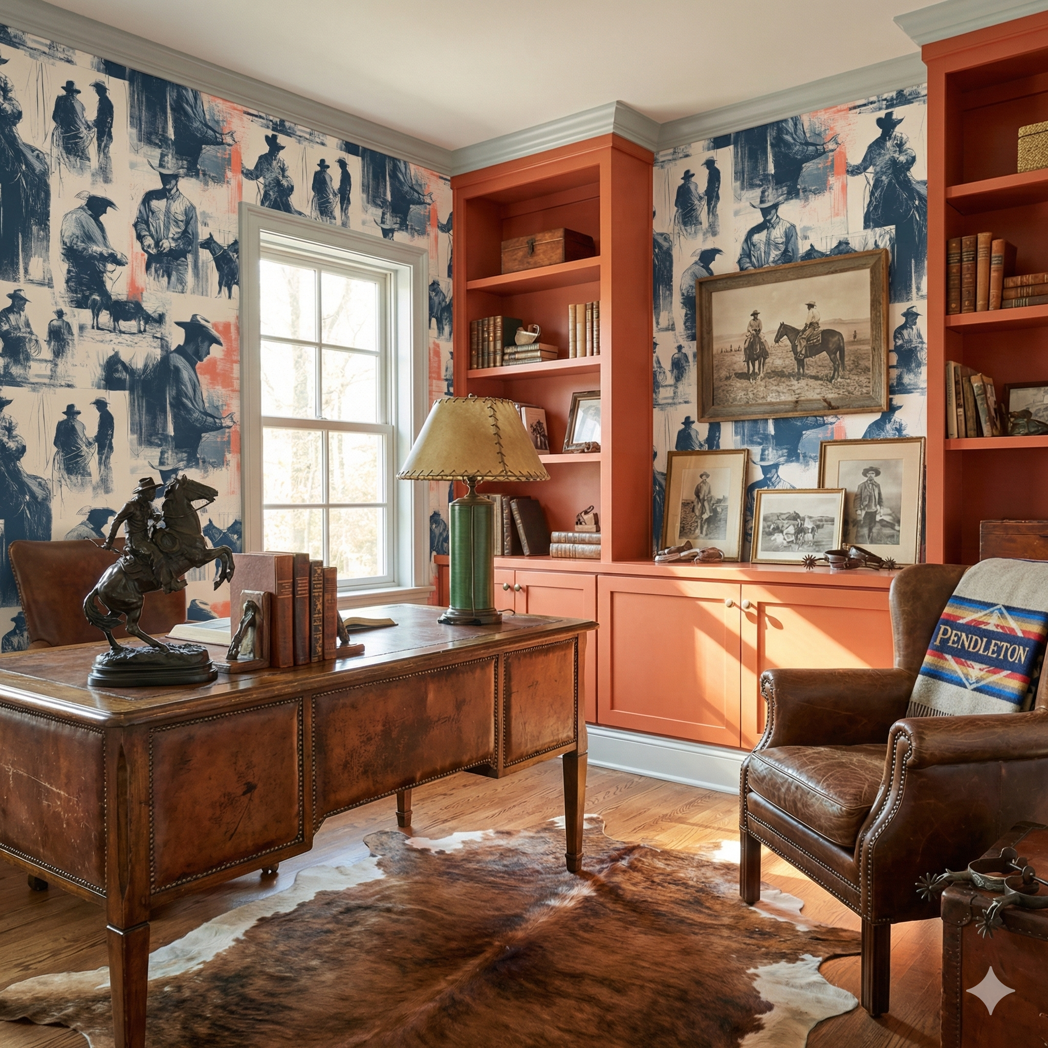 Cattleman’s Field Notes wallpaper featuring a cowboy theme, displaying an artistic pattern.