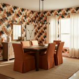 Painted Hide Wallpaper with camouflage pattern and orange, brown, and black hues.