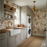 Arloix Herbarium Wallpaper with a brown botanical pattern on a neutral background.
