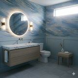 Zephyr Run wallpaper featuring blue and gold abstract feather pattern.