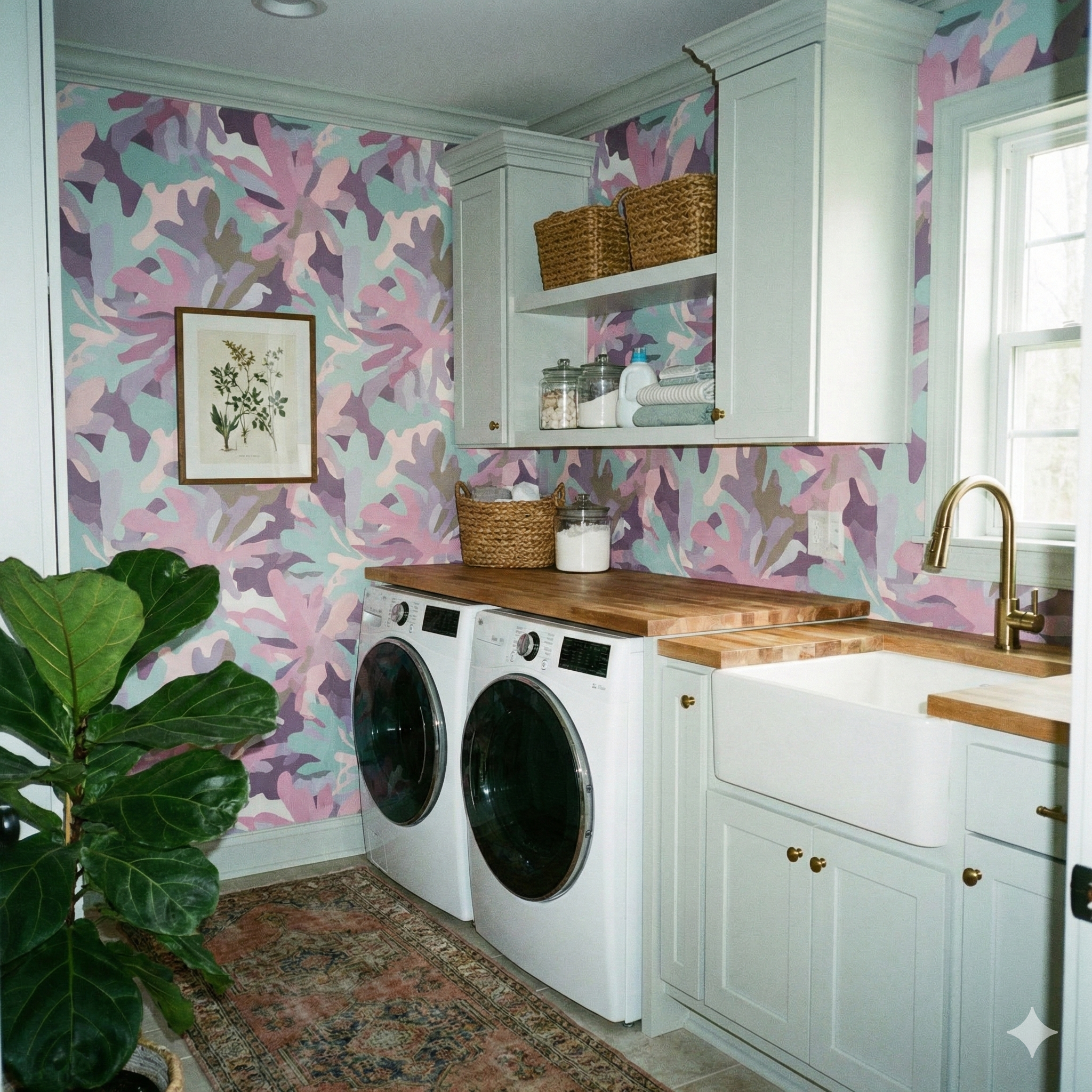 Field Fragment Wallpaper with a colorful abstract pattern, featuring pink, purple, and teal organic shapes.
