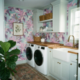 Field Fragment Wallpaper with a colorful abstract pattern, featuring pink, purple, and teal organic shapes.