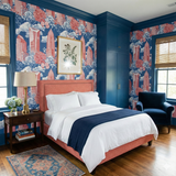 Uptown Jubilee Wallpaper with floral and city skyline design.