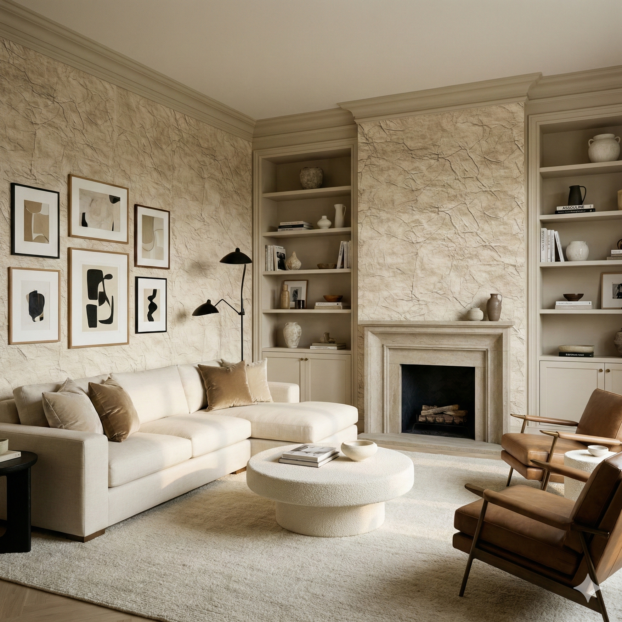 Textured paper relic wallpaper featuring neutral tones and a cracked, aged appearance.

