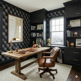 Mariner’s Knotwork Wallpaper with a rope knot pattern in a traditional office setting.
