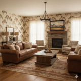 Neutral horse print wallpaper with brown accents, textured style.