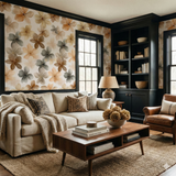 Floral Veilflower Wash Wallpaper with flowers by York Wallcoverings, on a white background.