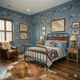 Outback Dawn Wallpaper with a blue dog pattern on a textured surface.
