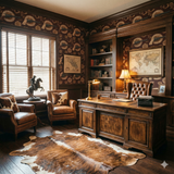 Frontier Arms Wallpaper with a Western-inspired gun and floral motif, creating a vintage, masculine design.