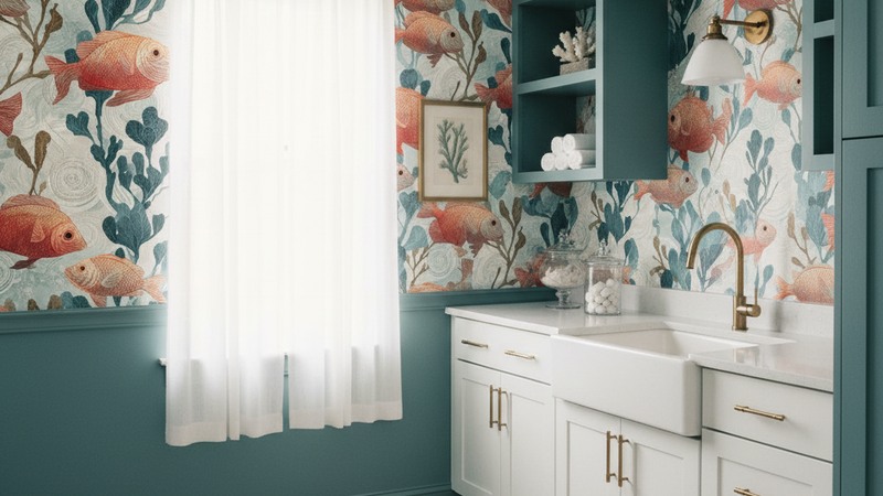 Coral Ledger Wallpaper