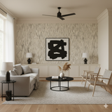 Black and beige Blackwood Etch Wallpaper with abstract patterns and a textured appearance.
