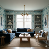 Tidal Echo Crest Wallpaper with a blue wave pattern.
