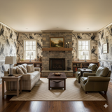 Ashwood Sentinel wallpaper featuring an owl print with neutral gray hues.
