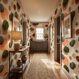 Orbit Study Wallpaper with abstract geometric pattern, featuring circles and dots on a neutral background.