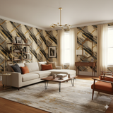 Golden Ascent wallpaper with geometric patterns, and neutral accents.