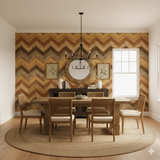 Havana Chevron Wallpaper with a chevron pattern background in shades of brown, yellow, and tan.
