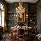 Navy Regal Damask Wallpaper