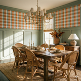 Fieldstone Picnic Check Wallpaper with orange and green plaid pattern.