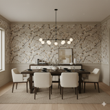 Ashen Bloom Wallpaper with a neutral floral pattern filling the entire wall.