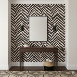 Sable Current wallpaper with black zigzag pattern on a neutral pink background.
