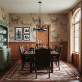 Canyon Dairy Wallpaper with brown and white cow pattern.
