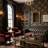 Navy Regal Damask Wallpaper