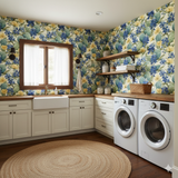 Floral Bluebonnet Mesa Wallpaper with cactus pattern, floral texture, and bright colors.