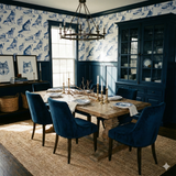 Howlcrest Ridge Wallpaper featuring a blue and white wolf pattern.