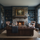 Patterned wallpaper by Highvale Keeper with a dog motif against a blue background.