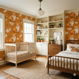 Marmalade Mornings Wallpaper with corgi and daisy pattern.