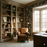 Briar Hollow Wallpaper with bunny pattern on a dark background.
