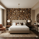 Sienna drip wallpaper in brown and neutral tones with abstract speckled patterns.
