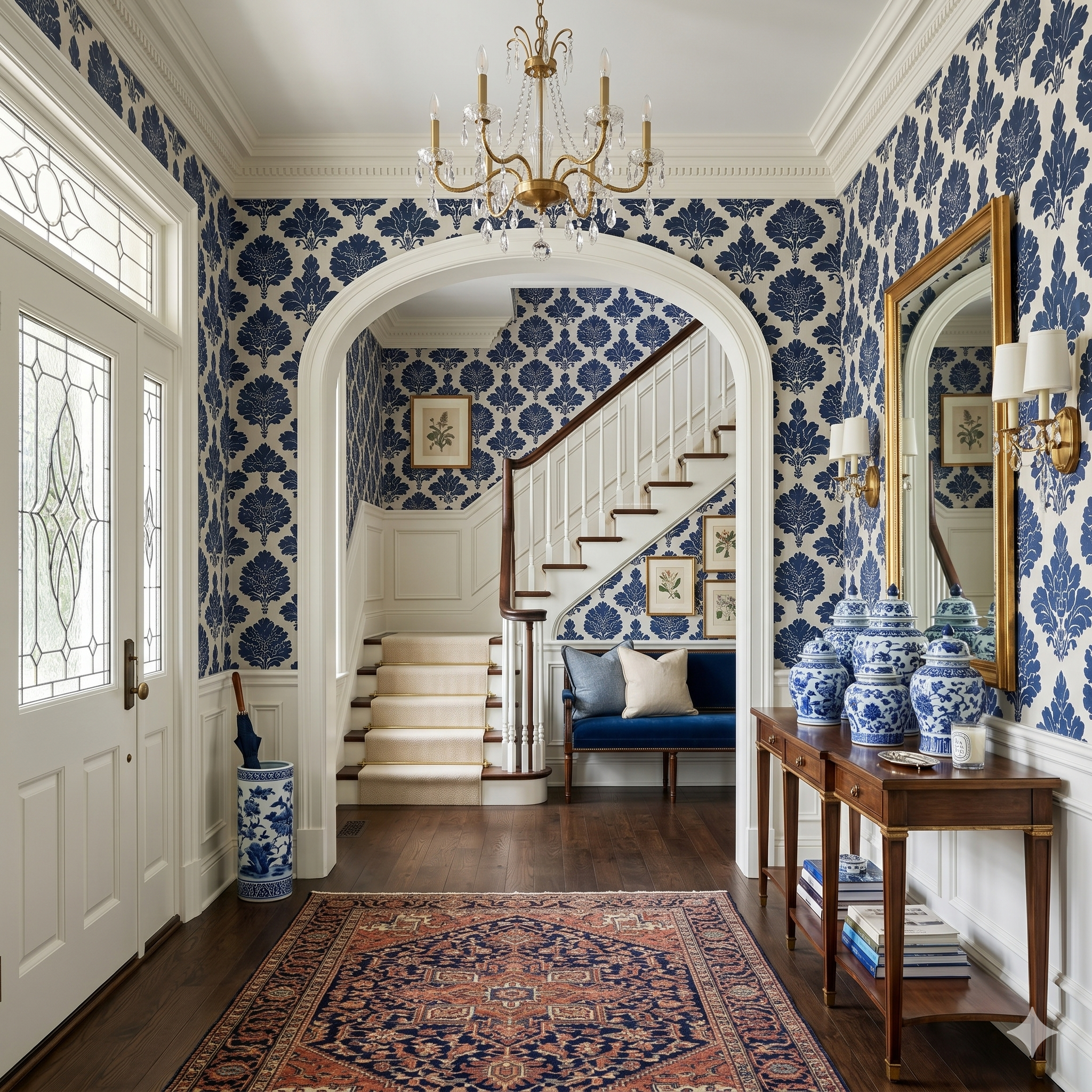 Indigo Parterre Wallpaper