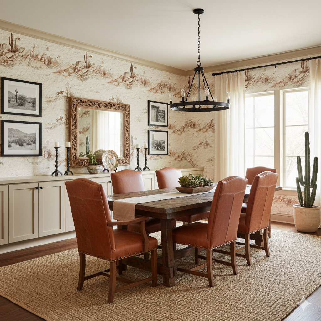 Canyon Etude Wallpaper featuring a desert canyon pattern, with beige and brown hues.
