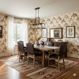 Horse-themed Chestnut Trail Wallpaper with a beige backdrop, decorated with brown horse head motifs.
