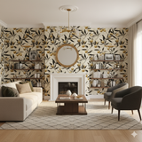 Golden Citra Wallpaper with orange citrus fruit and leaf pattern on cream background.