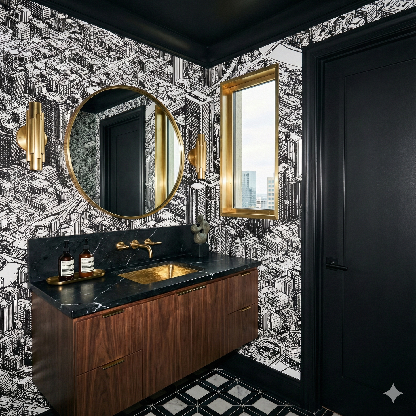 Bayou City Blueprint Wallpaper