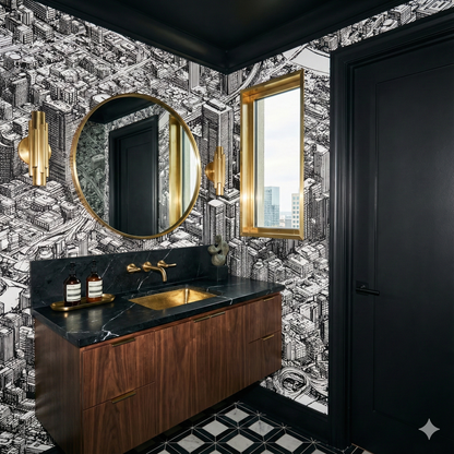 Bayou City Blueprint Wallpaper