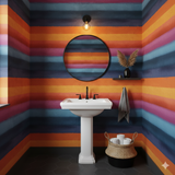 Mesa Horizon Wallpaper with colorful horizontal stripes of orange, blue, and purple.